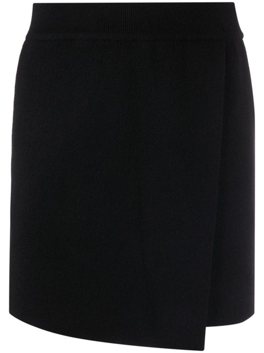 Black Josette Cashmere Wrap Mini Skirt