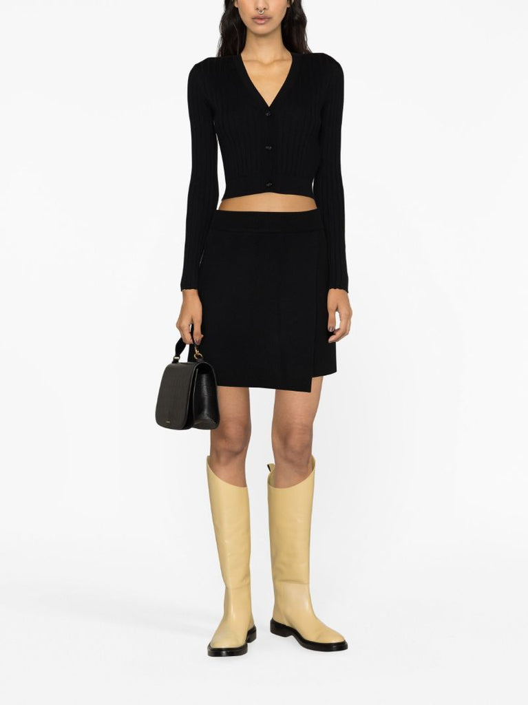 Black Josette Cashmere Wrap Mini Skirt