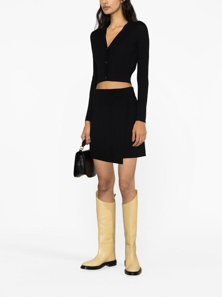 Black Josette Cashmere Wrap Mini Skirt