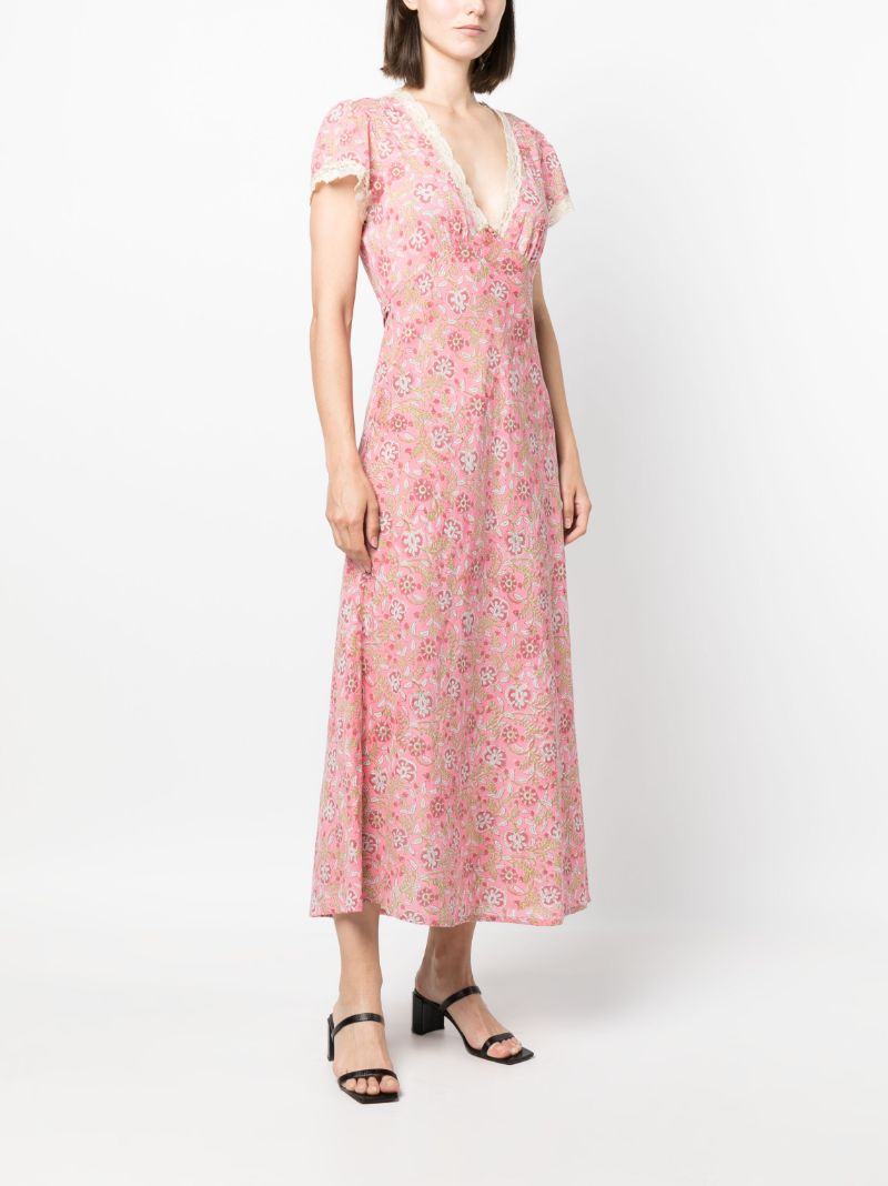 Pink Clarice Lace V-neck Dress