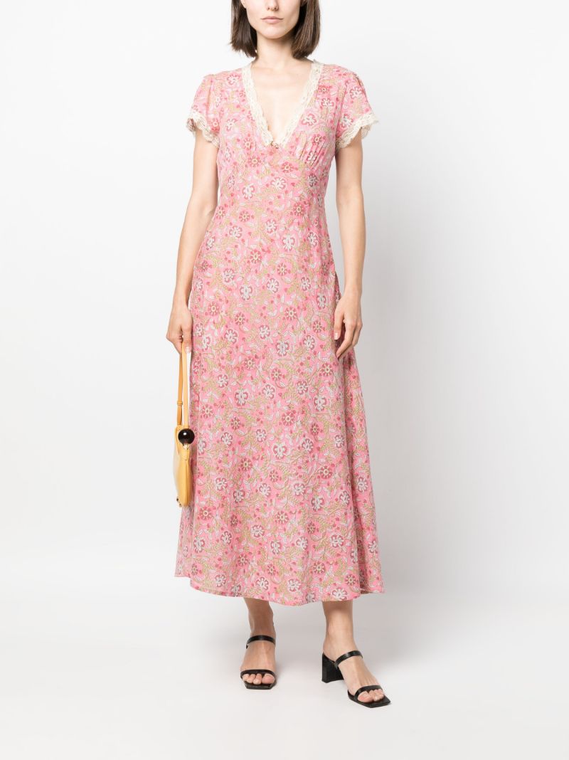 Pink Clarice Lace V-neck Dress