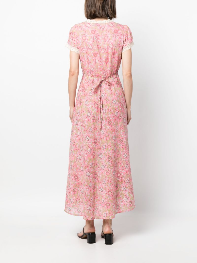 Pink Clarice Lace V-neck Dress