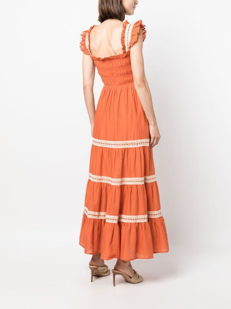 Orange Aubrie Voile Tiered Dress