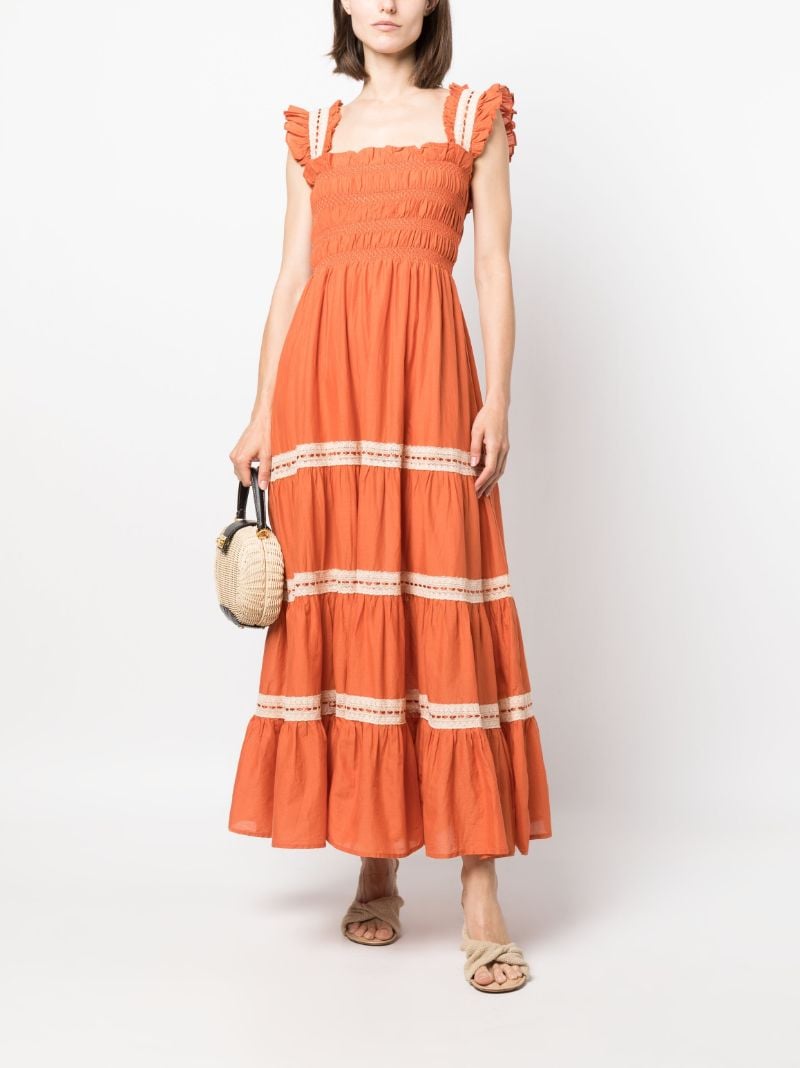 Orange Aubrie Voile Tiered Dress