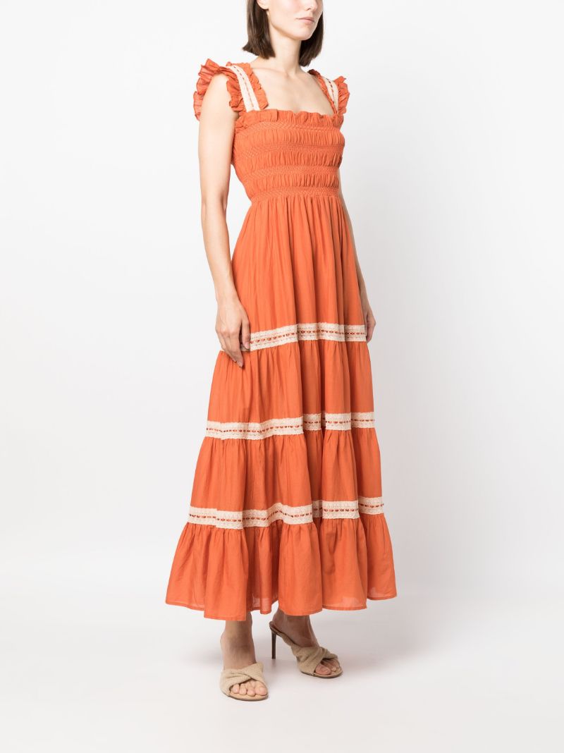 Orange Aubrie Voile Tiered Dress