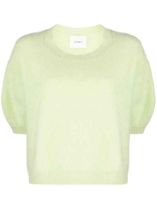 Green Juniper Short-sleeved Cashmere Sweater