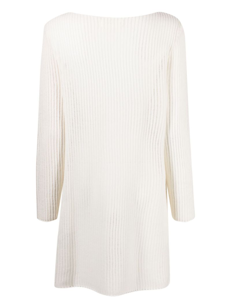 White Allvar Ribbed-knit Cashmere Mini Dress