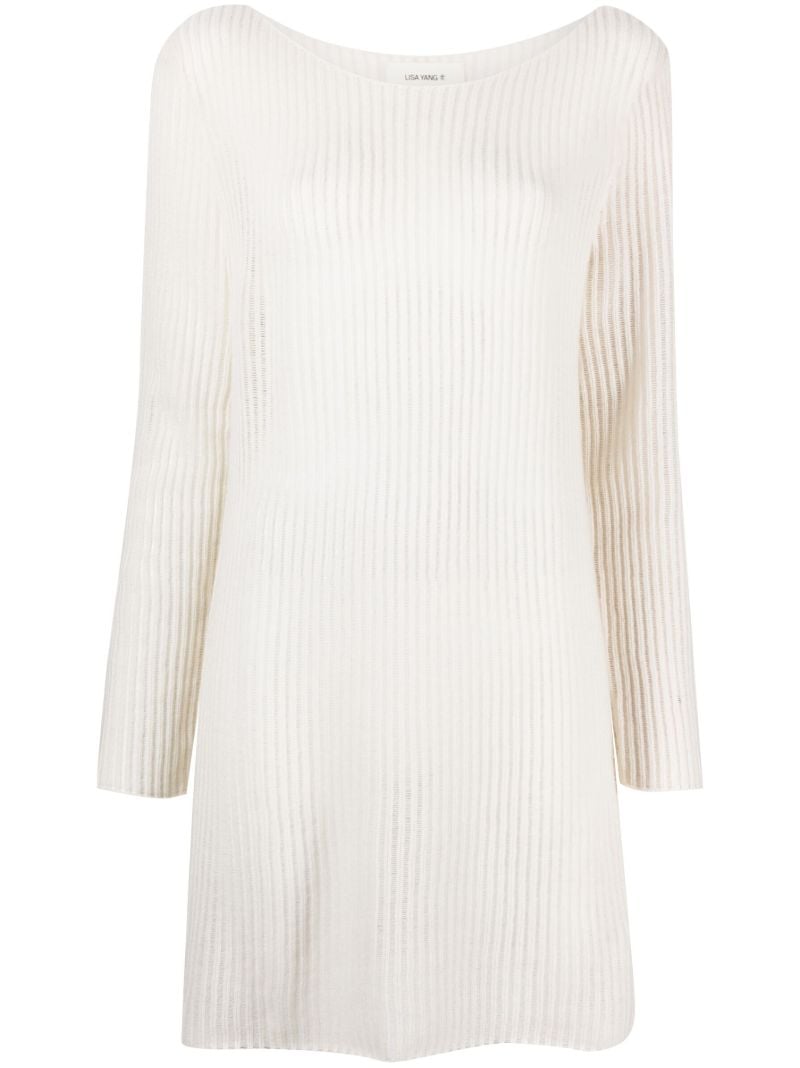 White Allvar Ribbed-knit Cashmere Mini Dress