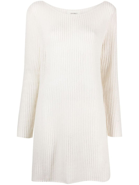 White Allvar Ribbed-knit Cashmere Mini Dress