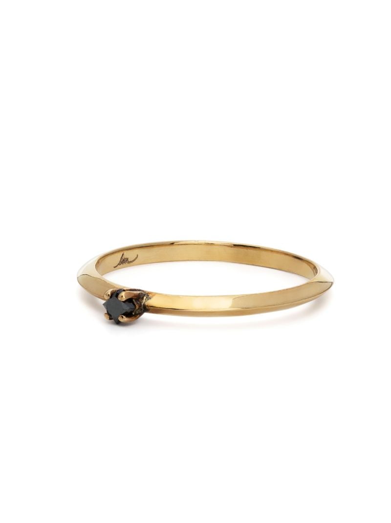 18k Yellow Gold Petite Knife Edge Diamond Ring