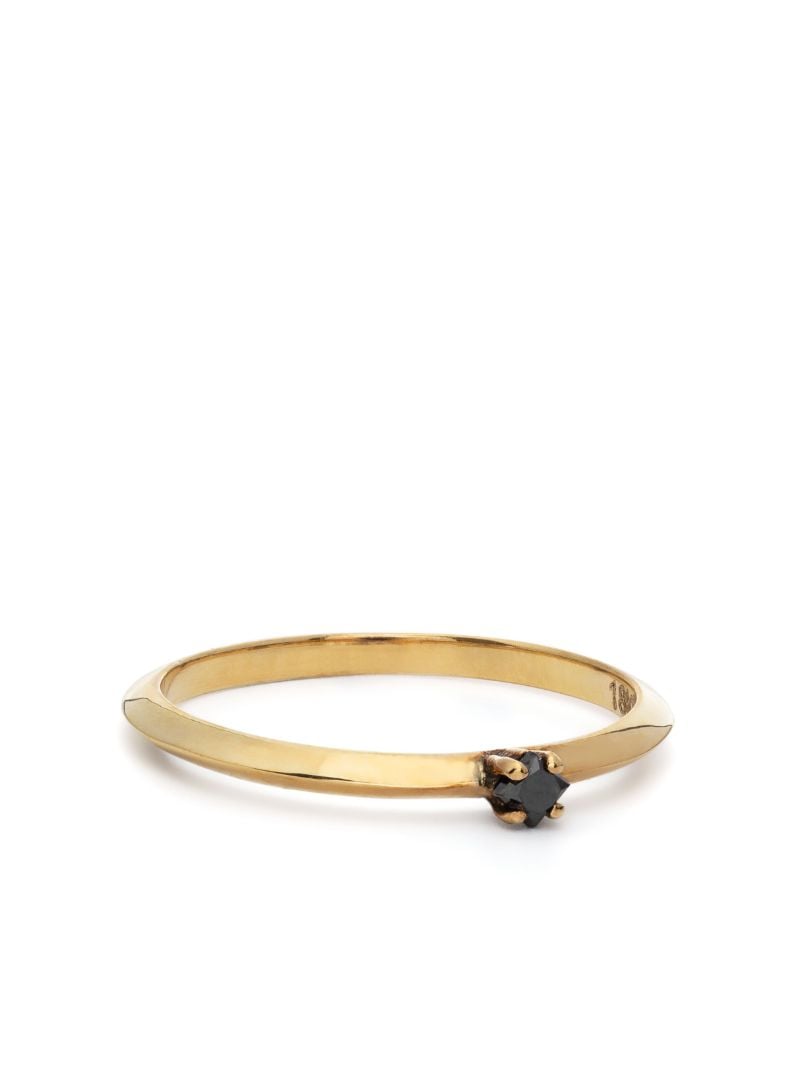 18k Yellow Gold Petite Knife Edge Diamond Ring