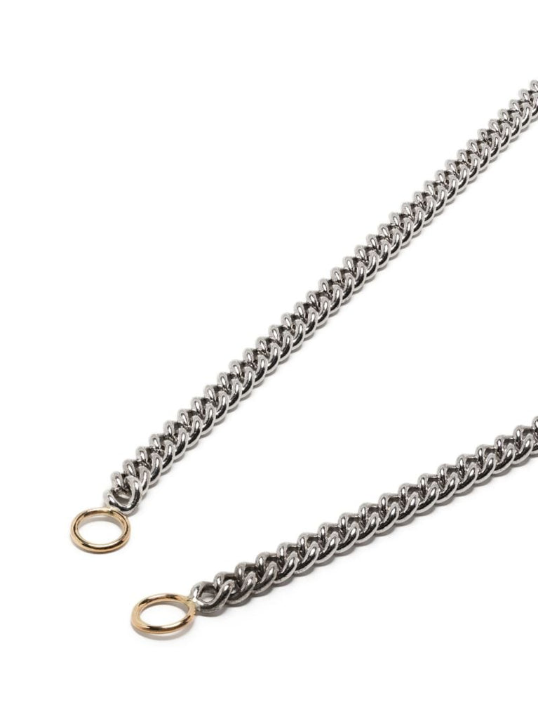 Sterling Silver and 14k Gold Heavy Curb Chain Necklace