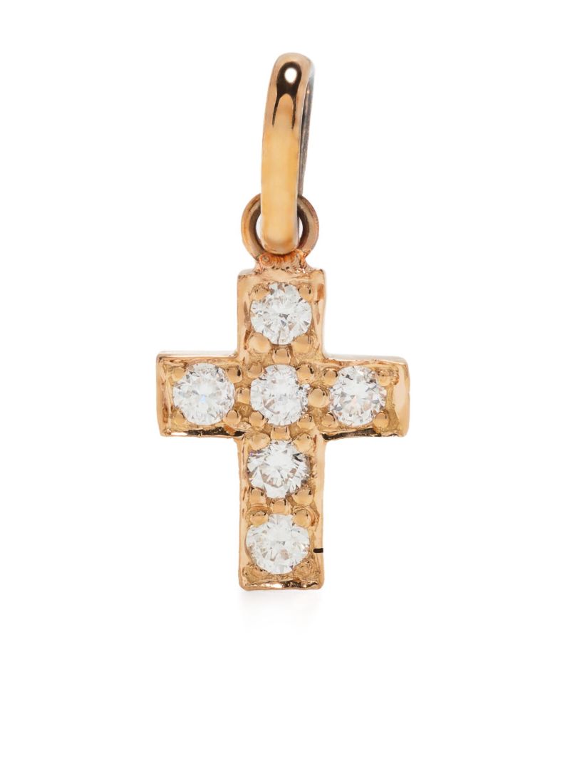 18k Rose Gold Cross Diamond Pendant
