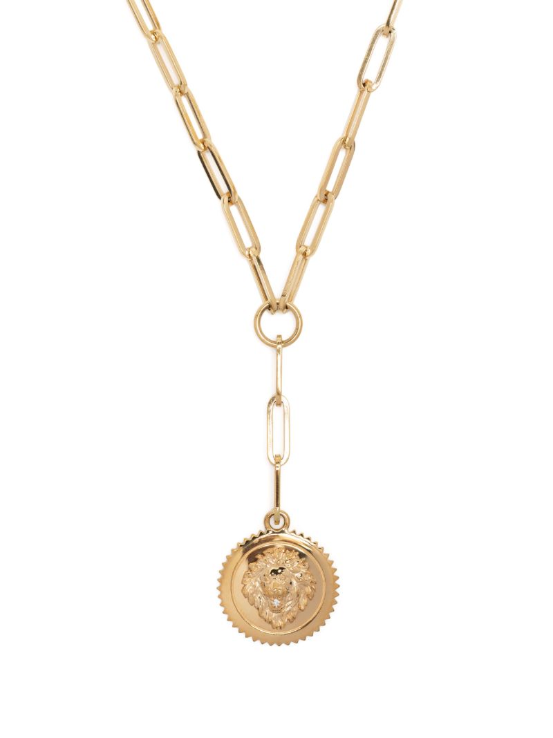 18k Yellow Gold Strength Baby Medallion Diamond Necklace