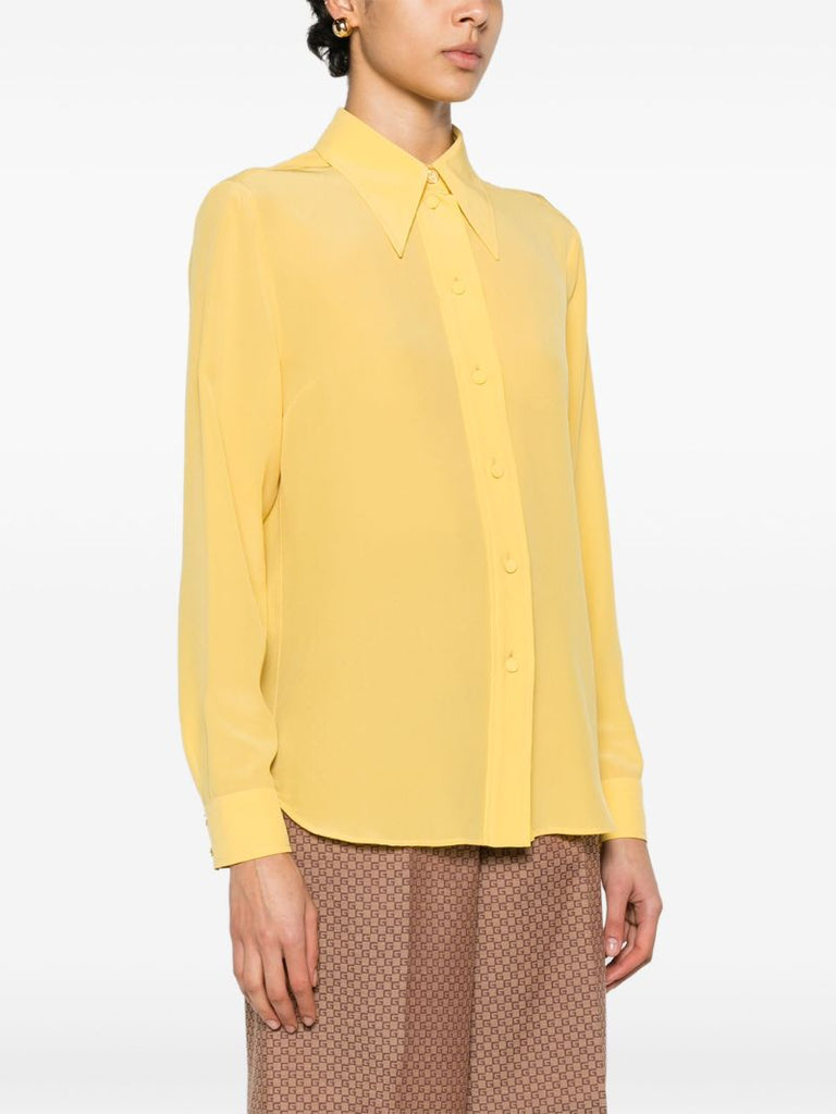 Yellow Long-sleeve Silk Shirt