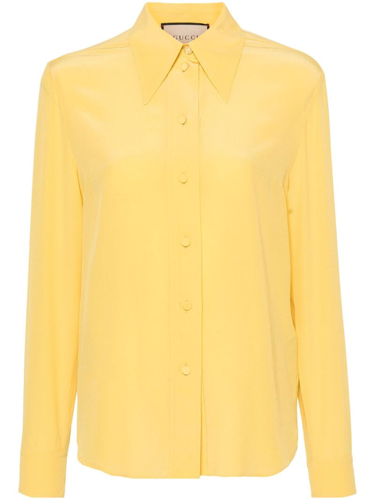 Yellow Long-sleeve Silk Shirt