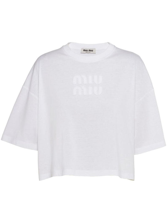 White Logo Print T-shirt