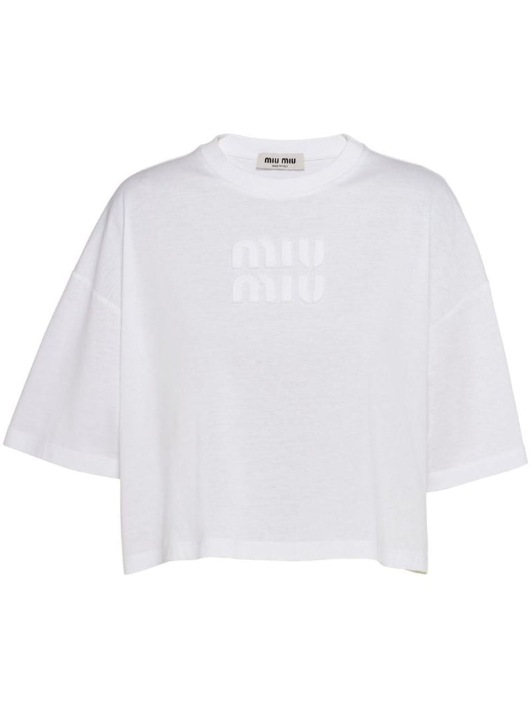 White Logo Print T-shirt