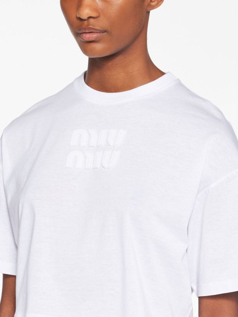 White Logo Print T-shirt