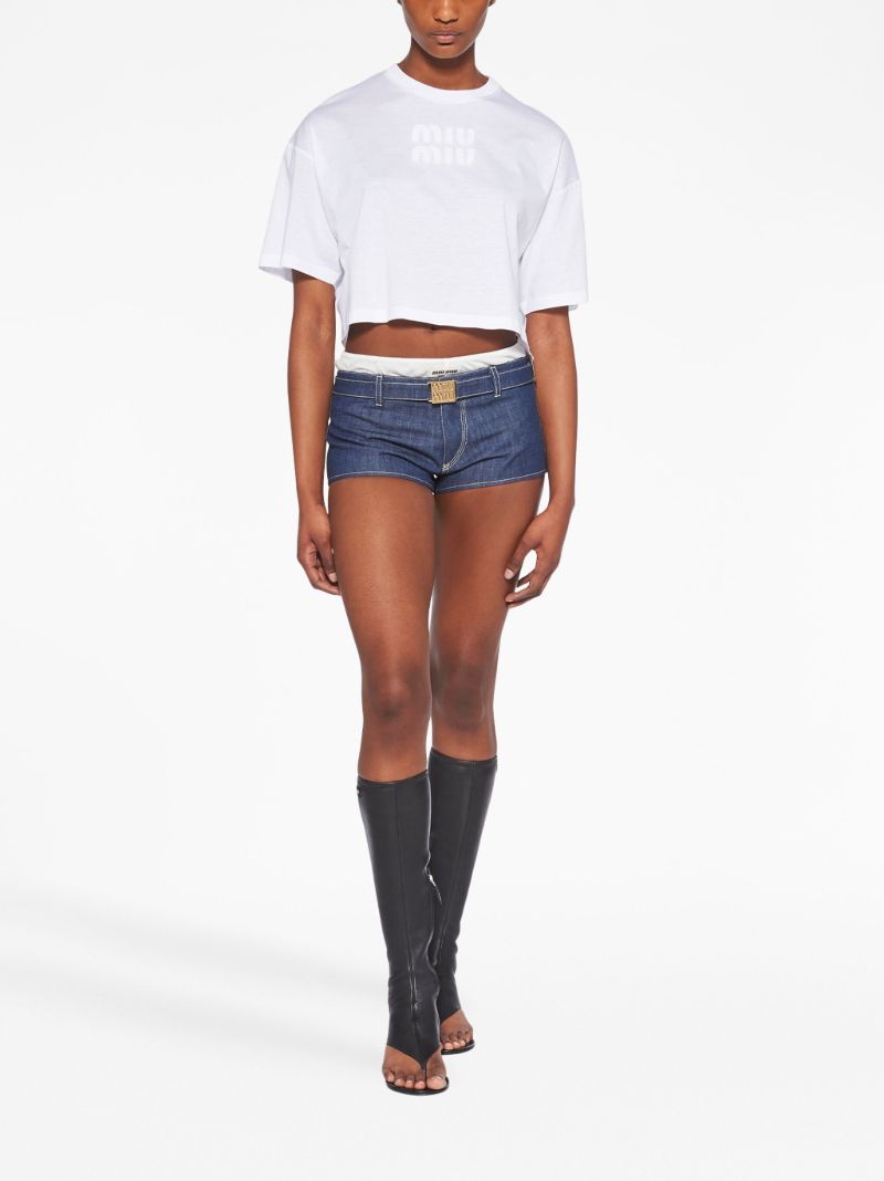 White Logo Print T-shirt