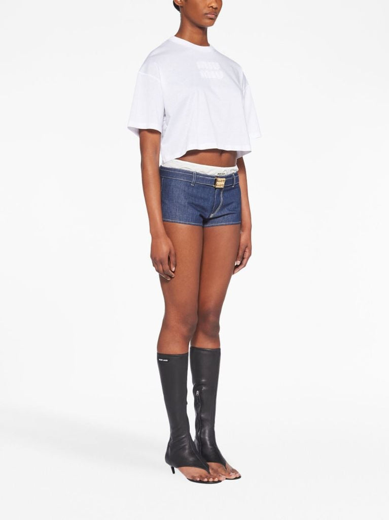 White Logo Print T-shirt