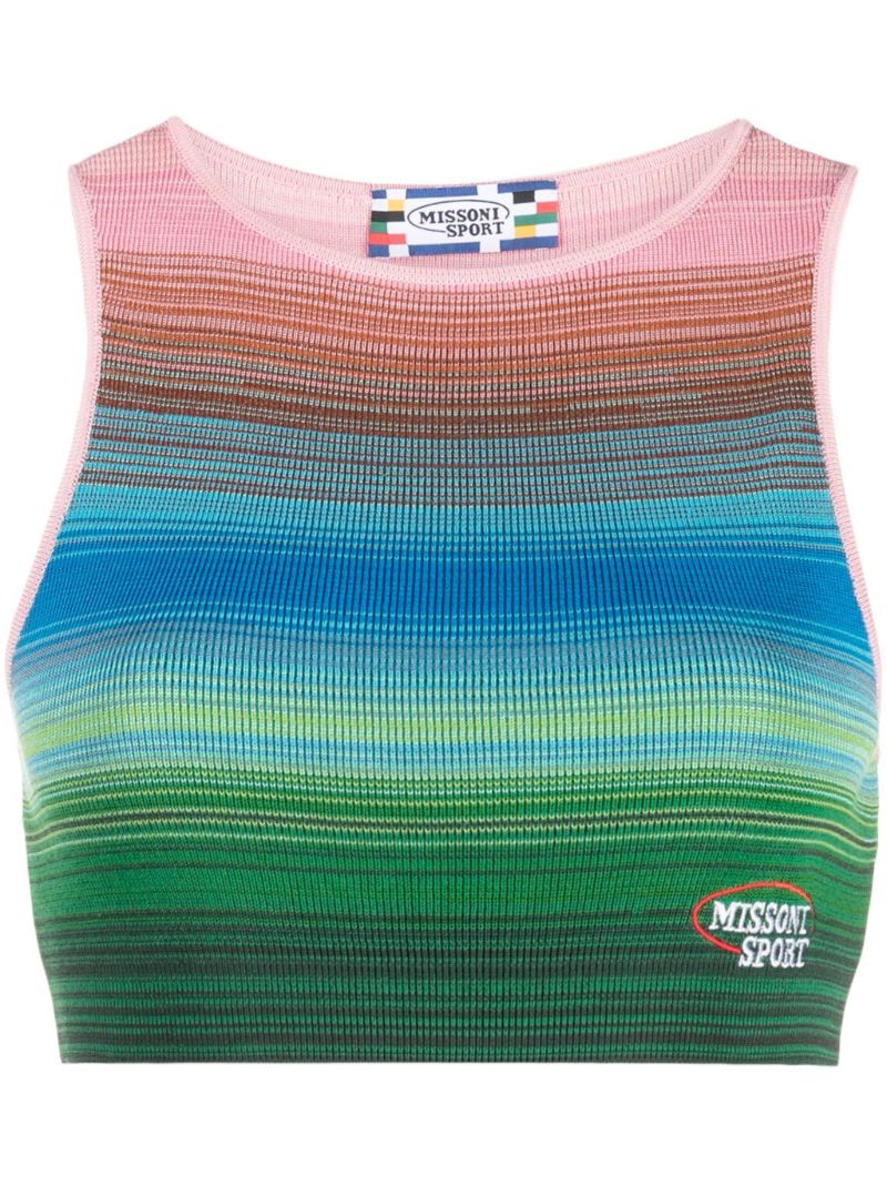 Multicolour Slub Cropped Knitted Top