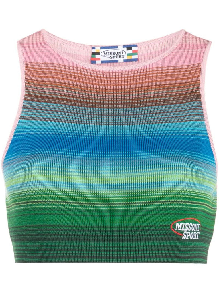 Multicolour Slub Cropped Knitted Top