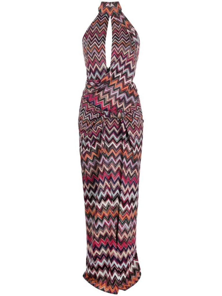 Multicolour Zigzag Woven Maxi Dress