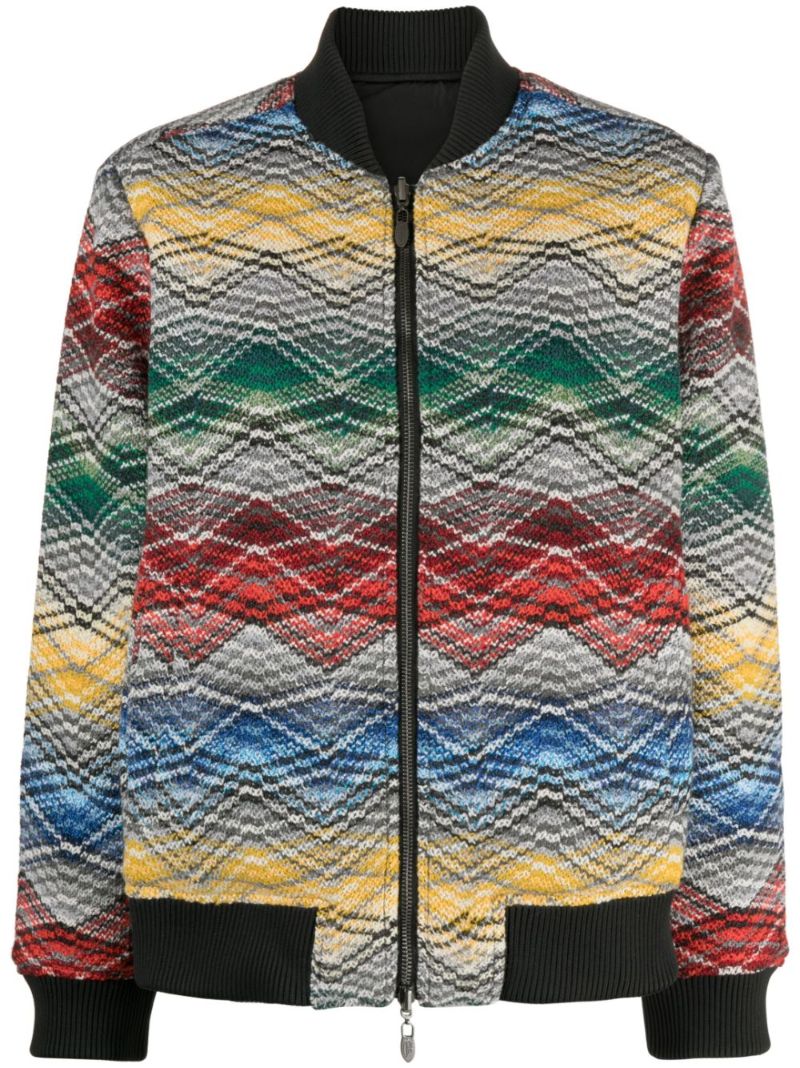 Black Zigzag Bomber Jacket