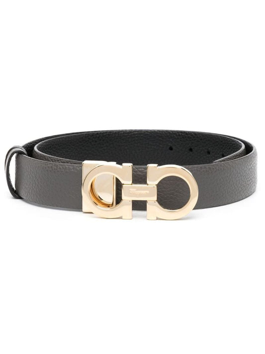 Grey Gancini Reversible Leather Belt