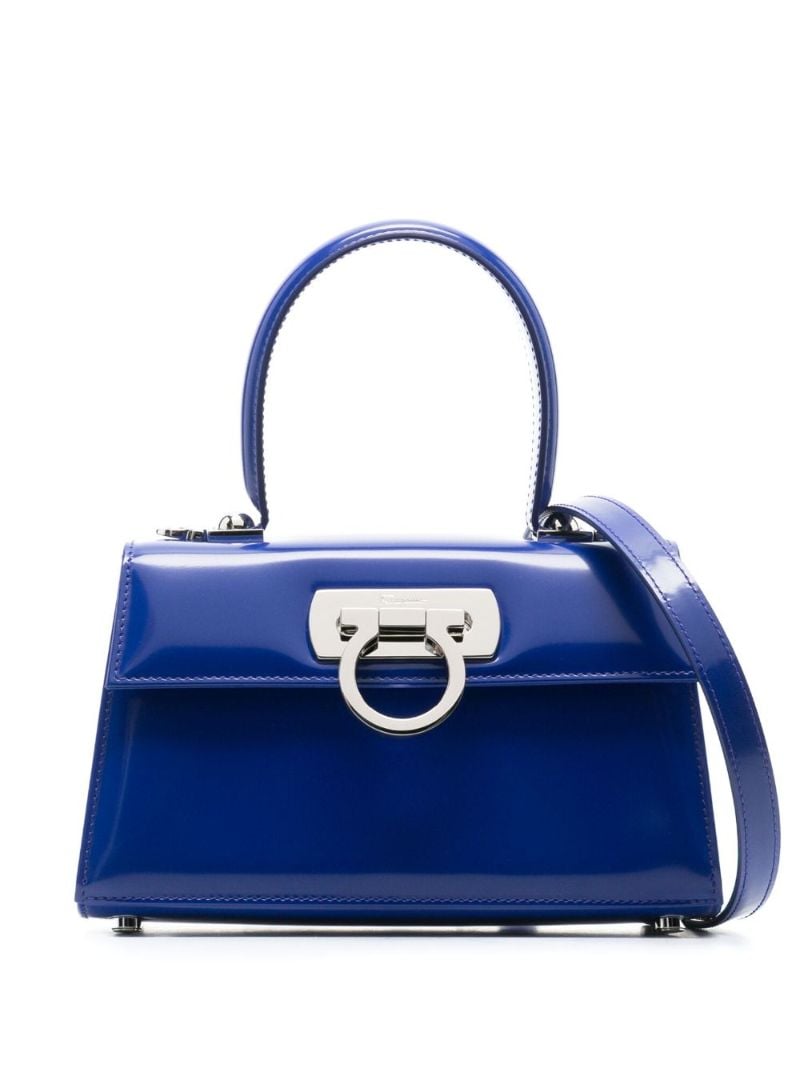 Blue Mini Leather Top Handle Bag