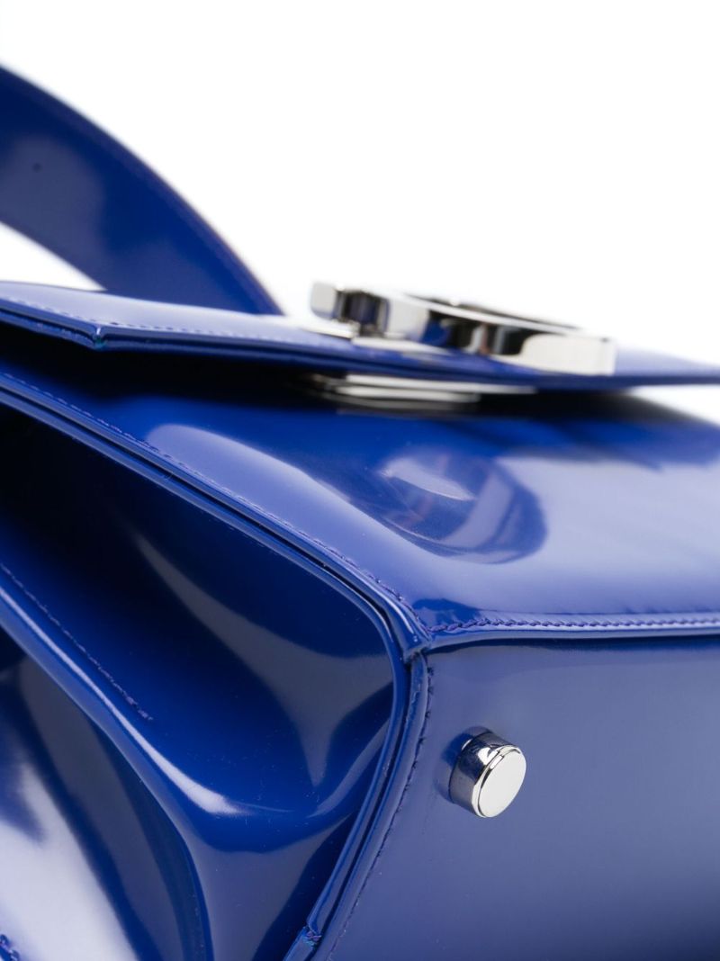 Blue Mini Leather Top Handle Bag