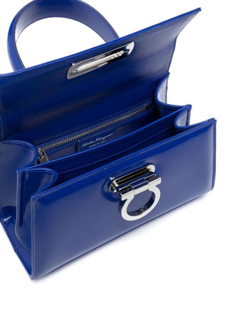 Blue Mini Leather Top Handle Bag