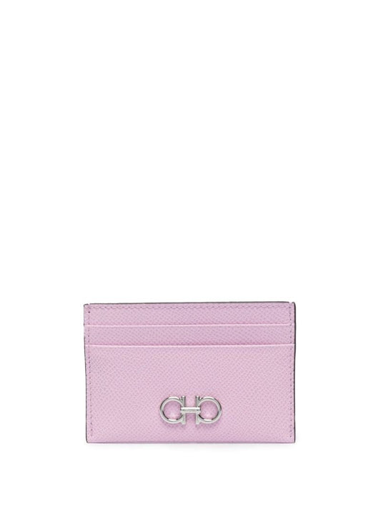 Pink Leather Gancini Card Holder