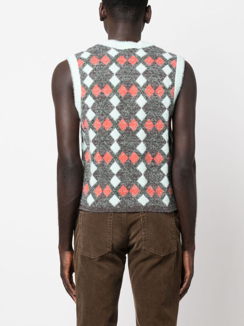 Multicolour Argyle Knit Vest