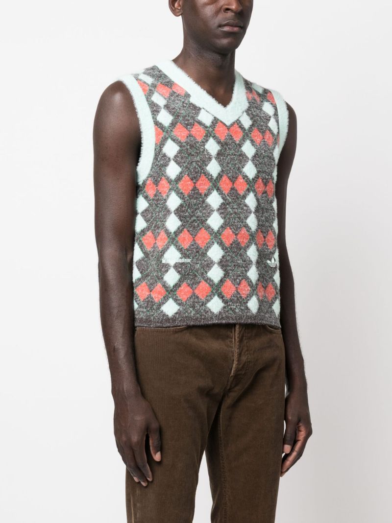Multicolour Argyle Knit Vest