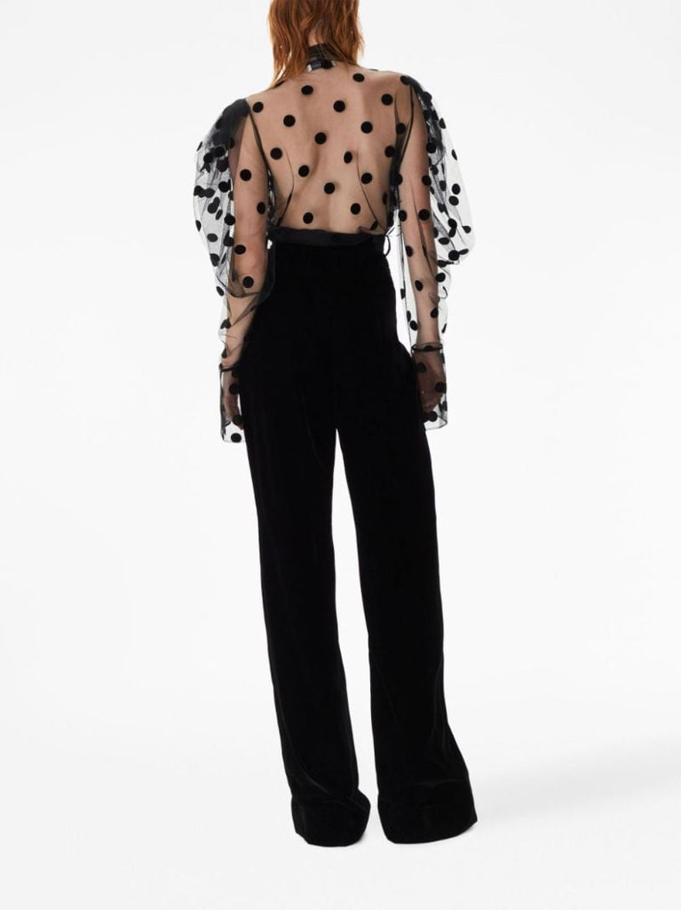 Polka-dot Pussy-bow Shirt