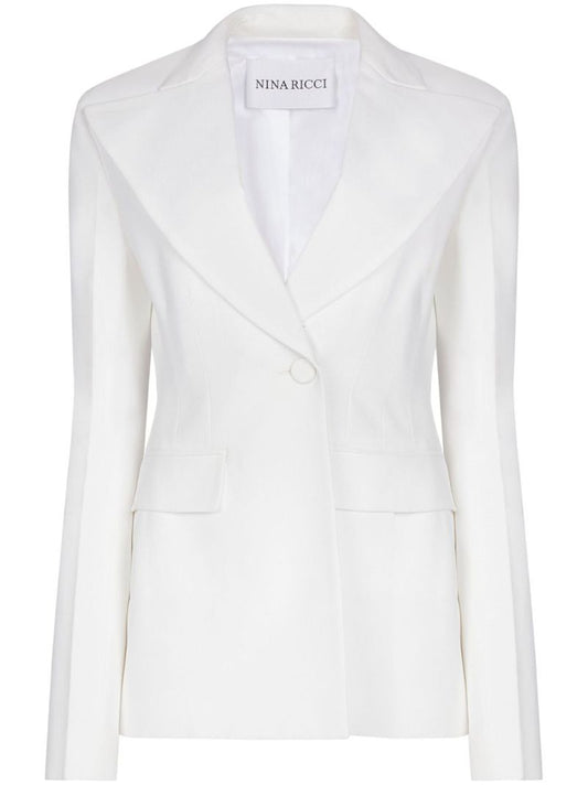 White Single-breasted Crepe Blazer