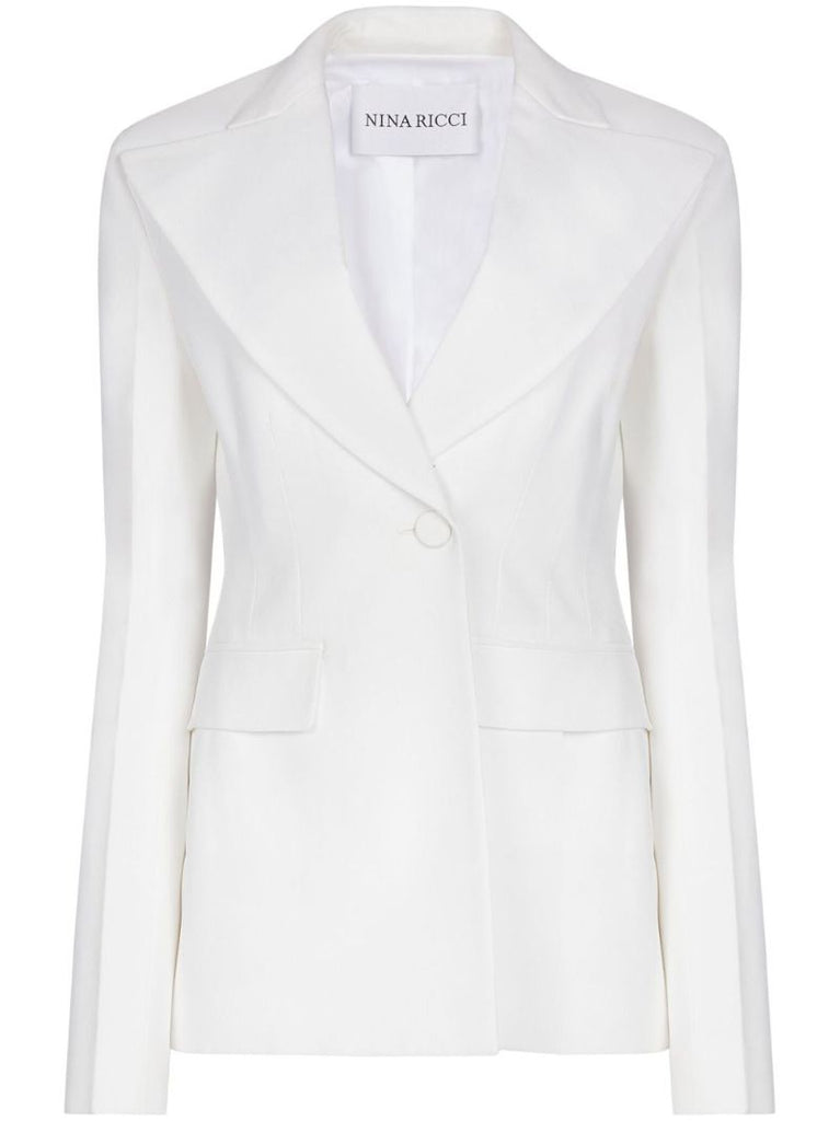 White Single-breasted Crepe Blazer