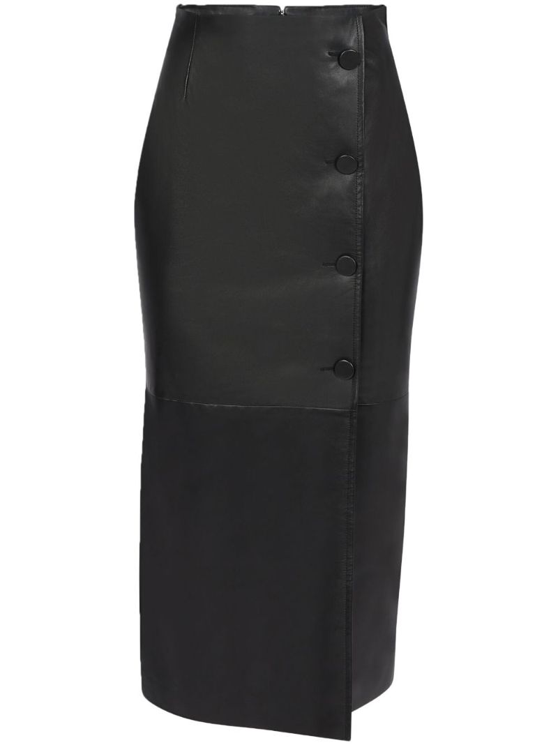 Black Leather Midi Skirt