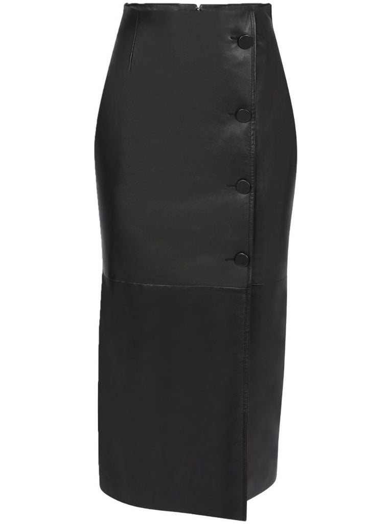 Black Leather Midi Skirt