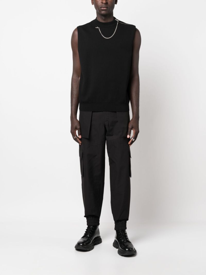 Black Cotton Cargo Trousers