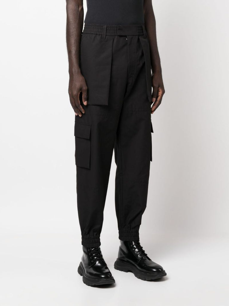 Black Cotton Cargo Trousers