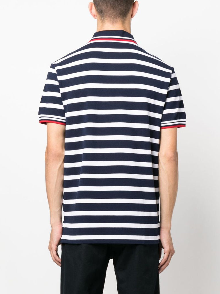Blue Polo Bear Striped Cotton Polo Shirt