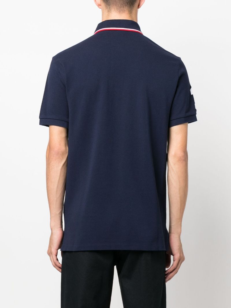 Blue Embroidered Cotton Polo Shirt