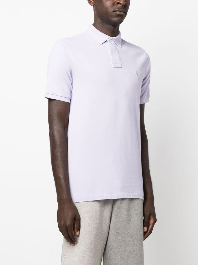 Purple Logo-embroidered Polo Shirt