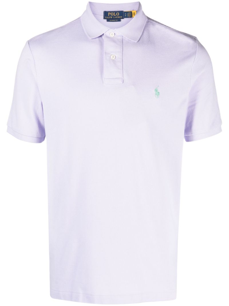 Purple Logo-embroidered Polo Shirt