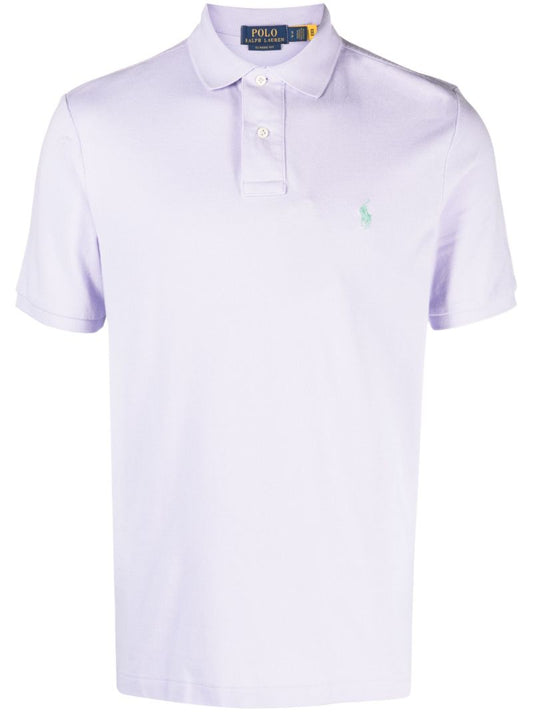 Purple Logo-embroidered Polo Shirt