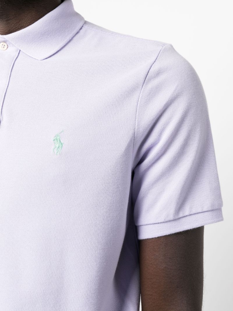 Purple Logo-embroidered Polo Shirt