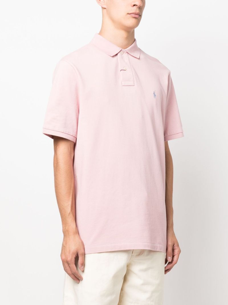 Pink Polo Pony Embroidered Cotton Polo Shirt